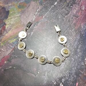 Chic Two-Tone Women's Bracelet Size 8inch In Length Stamped 925 SILVER